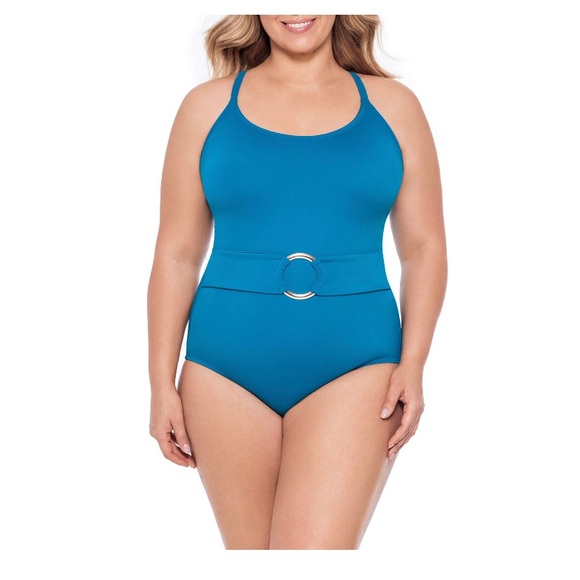 Time and Tru Swim Time And Tru Womens Plus Size Odesea Belted One